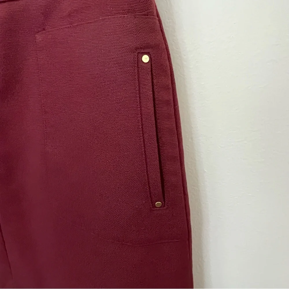 H&M Textured Woven Zipper Mini Skirt (Maroon) - 8